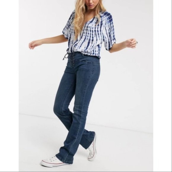Free People Eva Lace Up High Rise Jeans 28 NWT - Picture 5 of 7